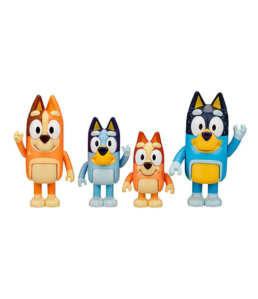 Bluey 4 Pack Bluey, Bingo, Chilli y Bandit Familia