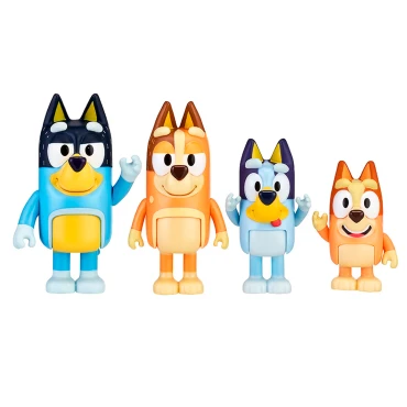 Bluey 4 Pack Bluey, Bingo, Chilli y Bandit Nuevas Expresiones