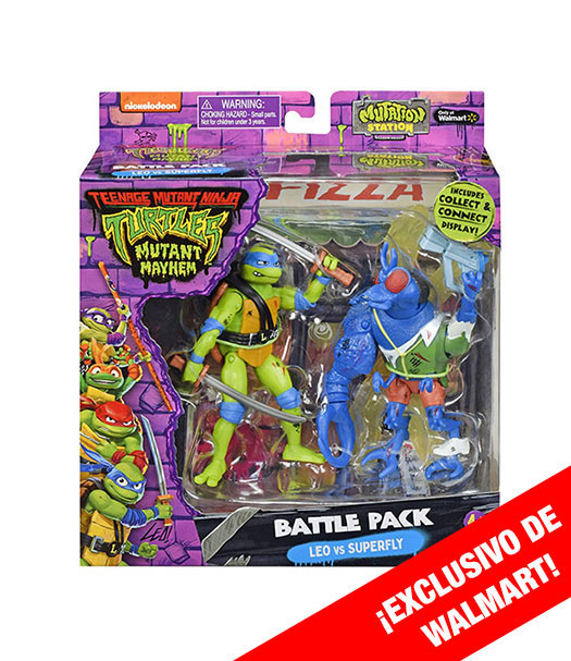 2 Pack Figura 5" Leonardo vs Super Fly Caos Mutante BANDAI NAMCO