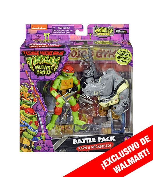 2 Pack Figura 5" Rafael vs Rocksteady Caos Mutante BANDAI NAMCO